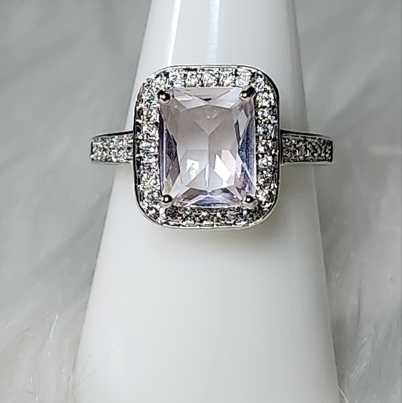 Ring Size 8 RBP2904 Simply Gorgeous- Lab Created Light Rose Quartz on Rhodium - Picture 4 of 6